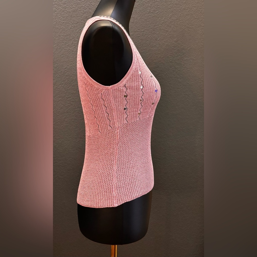 🦄RARE🦄 Vintage JANE DOE COLLECTION Twinset, sequins, metallic pink, knit - Picture 5 of 16